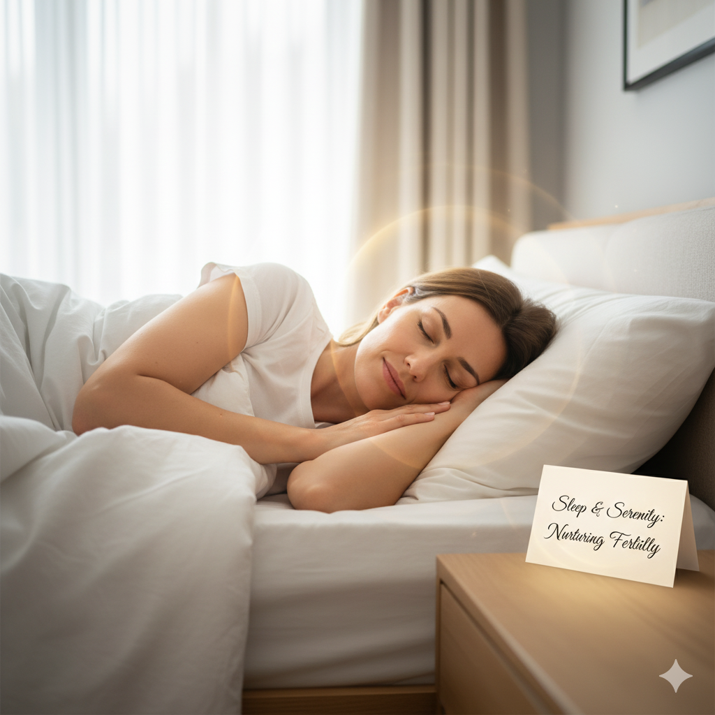 A woman sleeping peacefully, highlighting the importance of rest for fertility.